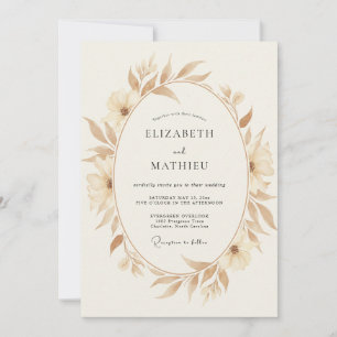 Invitation Couronne de mariage feuille de sable