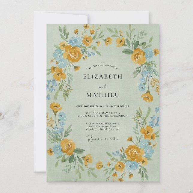 Invitation Couronne de mariage fleur de maïs moutarde (Devant)