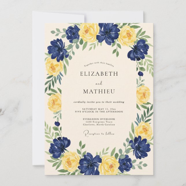 Invitation Couronne de Mariage Fleur de Moutarde (Devant)