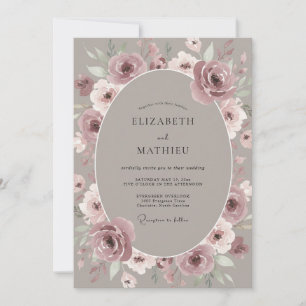 Invitation Couronne de mariage Fleur Mauve Douce
