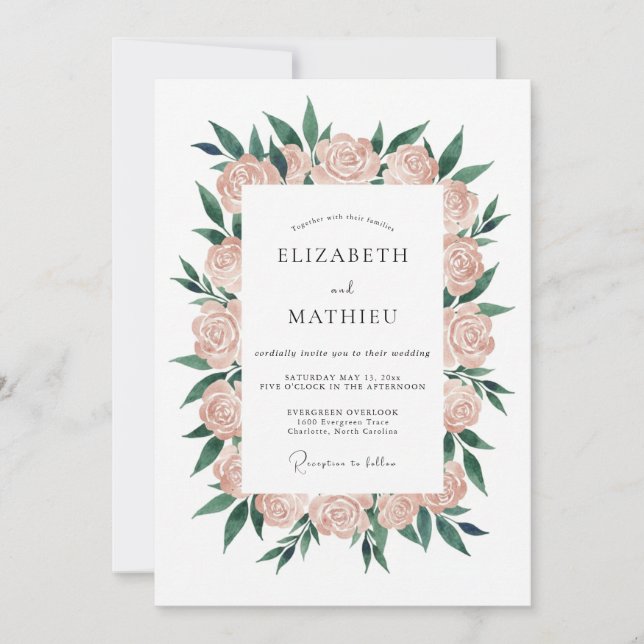 Invitation Couronne de mariage Forêt de Pêches (Devant)