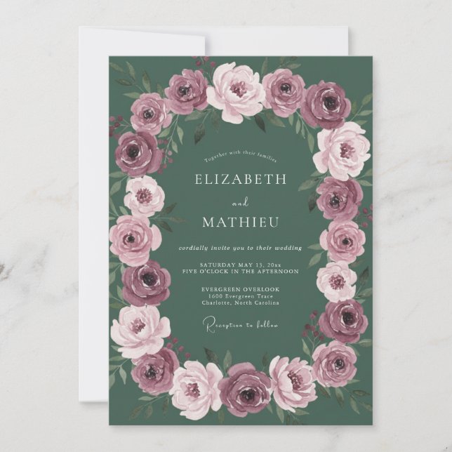Invitation Couronne de mariage Forêt de Prunes (Devant)
