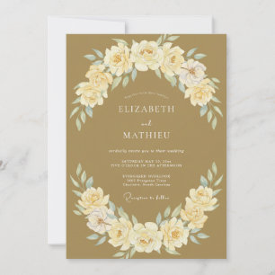 Invitation Couronne de mariage Golden Cream