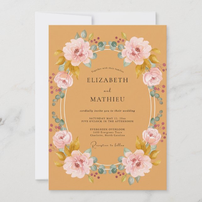 Invitation Couronne de mariage Honey Blush Wreath (Devant)