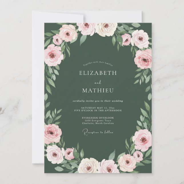 Invitation Couronne de mariage Hunter Blush (Devant)