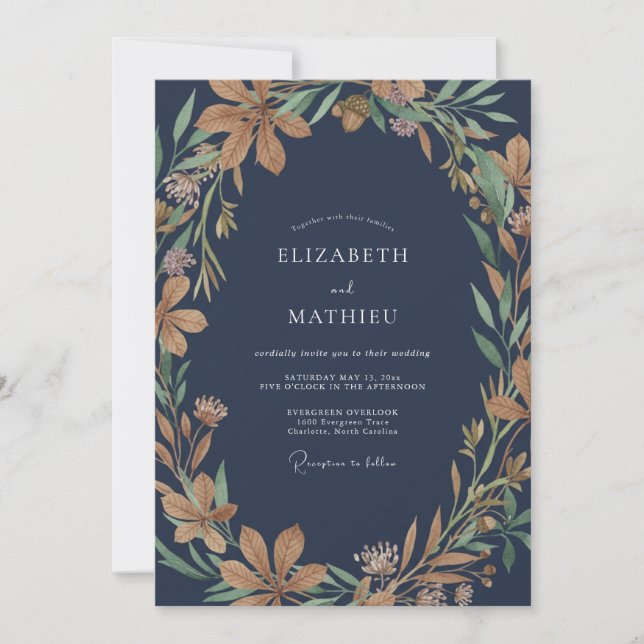Invitation Couronne de mariage Indigo Amber (Devant)