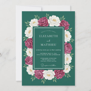 Invitation Couronne de mariage Jade Magenta