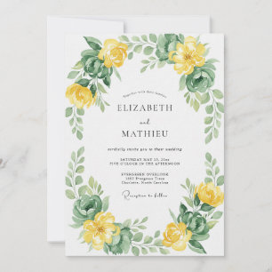 Invitation Couronne de mariage jaune citron