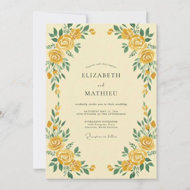 Invitation Couronne de mariage jaune miel (Devant)