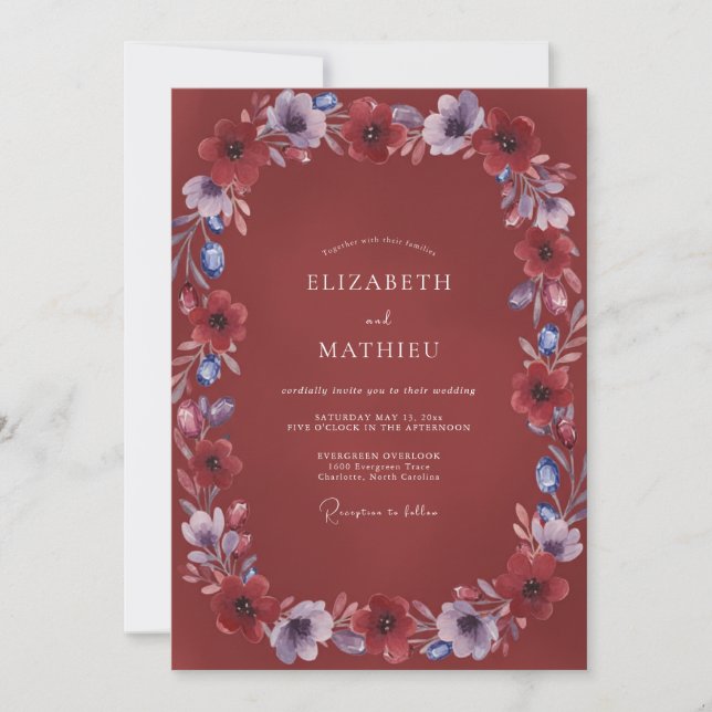 Invitation Couronne de mariage lavande rouille (Devant)