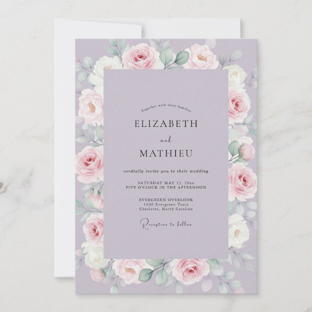 Invitation Couronne de mariage Lilas Blush (Devant)