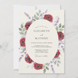 Invitation Couronne de mariage lilas bordeaux