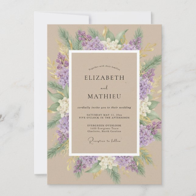Invitation Couronne de mariage lilas clair (Devant)