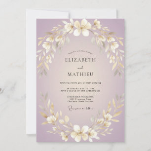 Invitation Couronne de mariage Lilas Doré