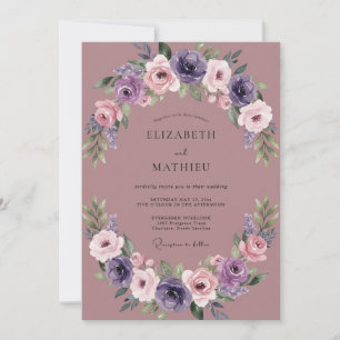 Invitation Couronne de mariage lilas mauve vintage
