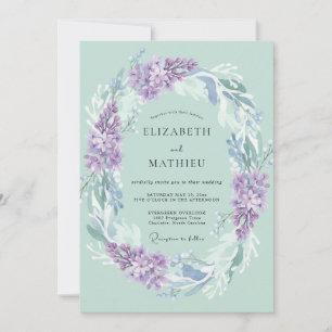 Invitation Couronne de mariage lilas menthe
