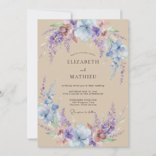 Invitation Couronne de mariage lilas pâle myosotis