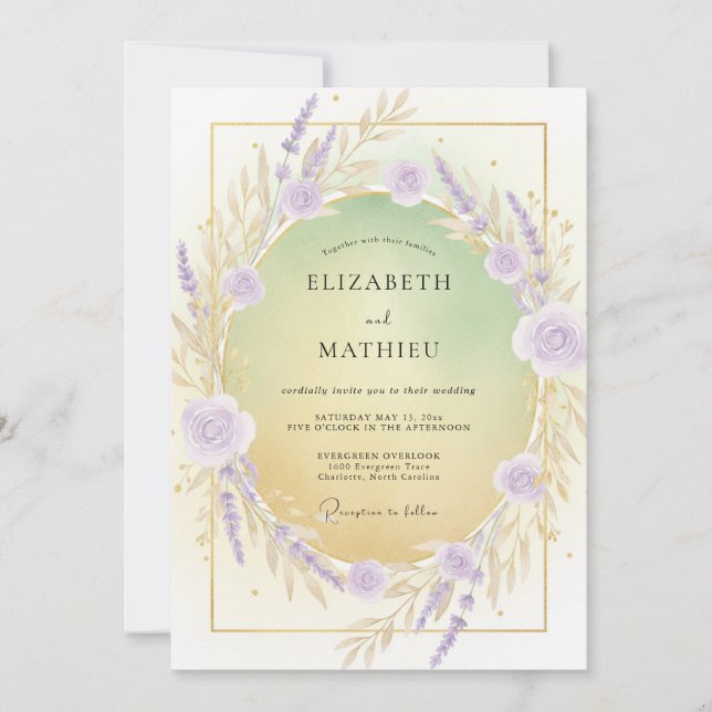 Invitation Couronne de mariage lilas violet (Devant)