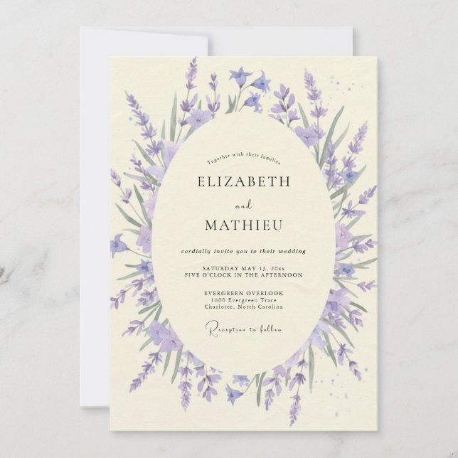 Invitation Couronne de Mariage Lilas Violet (Devant)