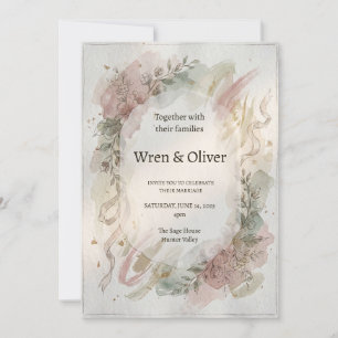Invitation Couronne de mariage Magnolia grise