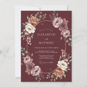 Invitation Couronne de mariage Marron Clair