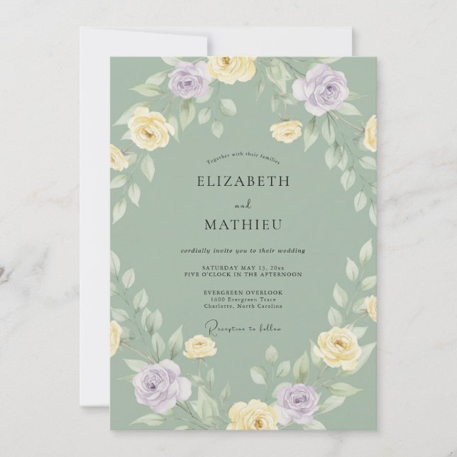 Invitation Couronne de mariage Mauve Beurre (Devant)