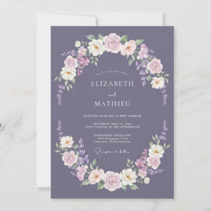Invitation Couronne de mariage Mauve Blossom