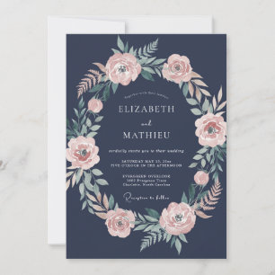 Invitation Couronne de mariage Mauve de minuit