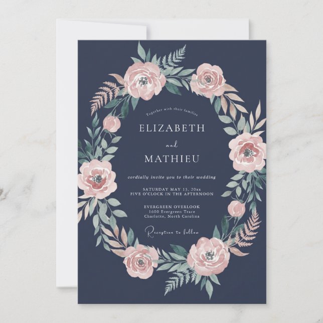 Invitation Couronne de mariage Mauve de minuit (Devant)