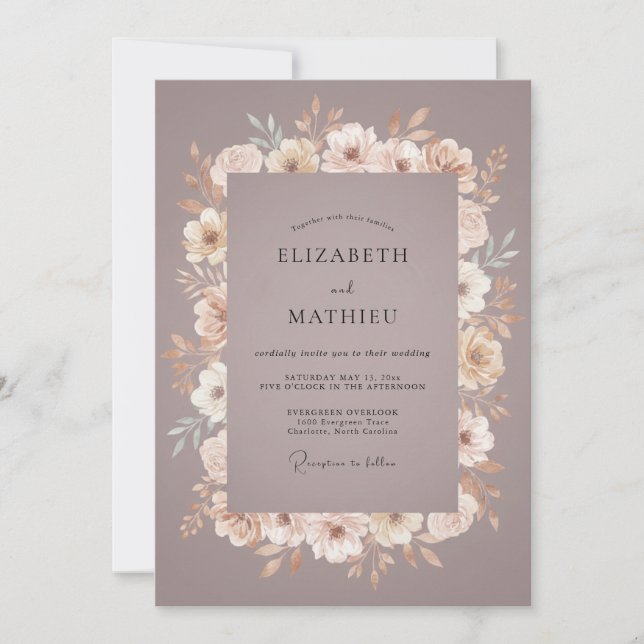 Invitation Couronne de mariage mauve doux poussiéreux (Devant)