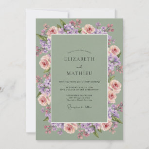 Invitation Couronne de mariage Mauve Olive