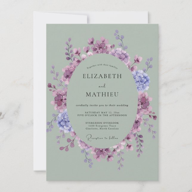 Invitation Couronne de mariage Mauve Pervenche (Devant)