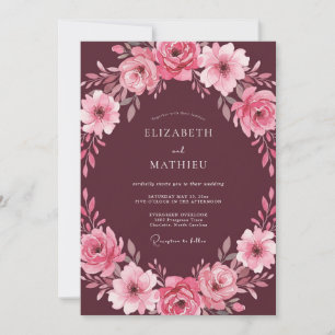 Invitation Couronne de mariage Mauve Plum
