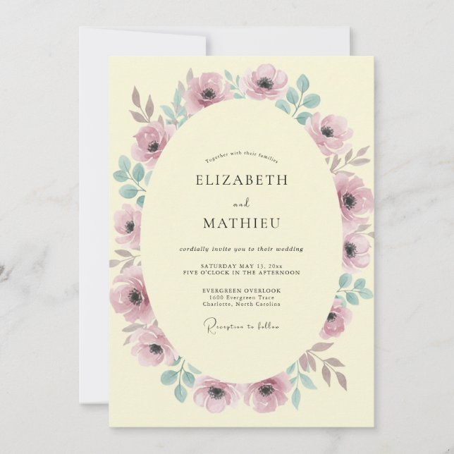 Invitation Couronne de mariage Mauve Seafoam (Devant)