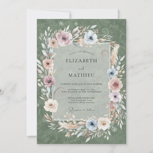 Invitation Couronne de mariage mousse mauve (Devant)