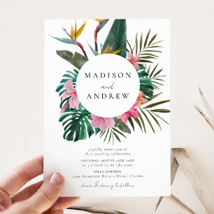 Invitation Couronne de mariage oiseau de paradis aquarelle