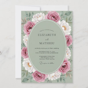 Invitation Couronne de mariage olive mauve doux
