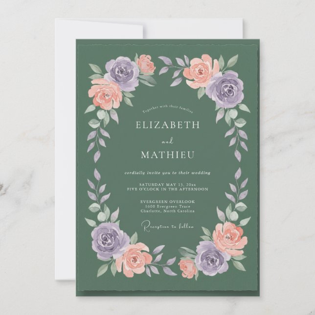 Invitation Couronne de mariage Olivine Améthyste (Devant)