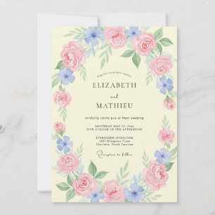 Invitation Couronne de mariage papillon bleu ciel