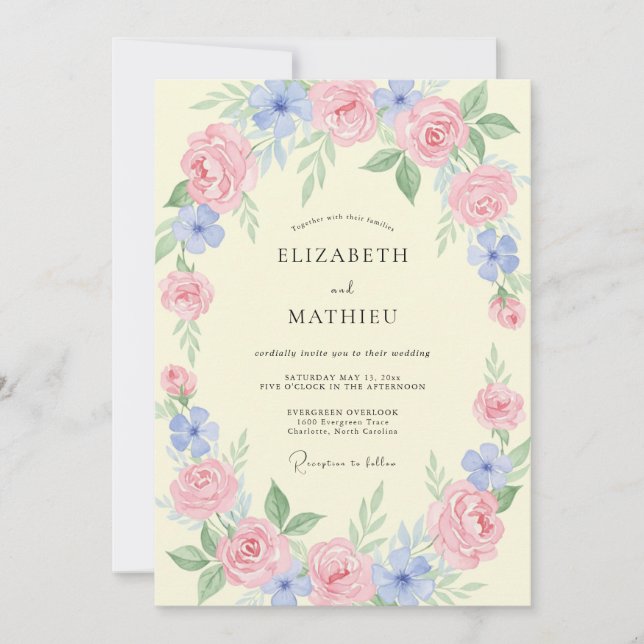 Invitation Couronne de mariage papillon bleu ciel (Devant)