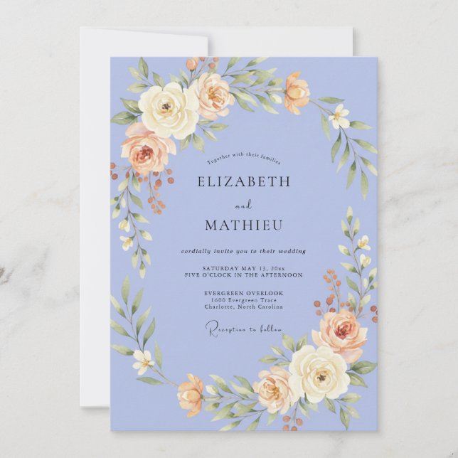 Invitation Couronne de mariage Péche Fleur de Myrte (Devant)