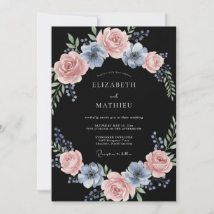 Invitation Couronne de mariage peint rose poussiéreux