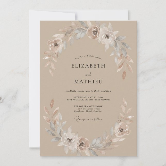 Invitation Couronne de mariage peinte au sable (Devant)