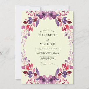 Invitation Couronne de mariage peinte en magenta