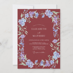 Invitation Couronne de mariage Periwinkle bordeaux