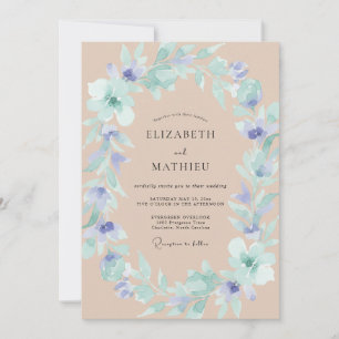 Invitation Couronne de mariage Periwinkle Champagne