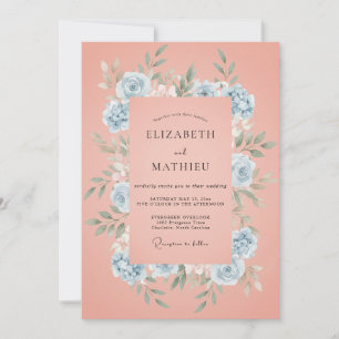Invitation Couronne de mariage Periwinkle Corail