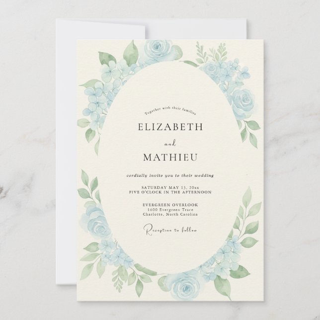 Invitation Couronne de mariage Pervenche en Poudre (Devant)