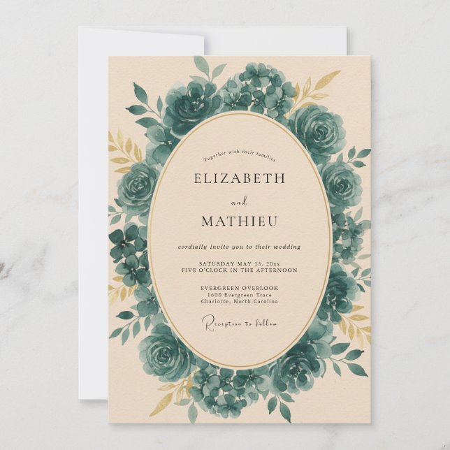 Invitation Couronne de Mariage Pivoine Essence (Devant)