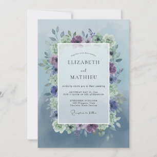 Invitation Couronne de mariage poussiéreuse lilas et pervench